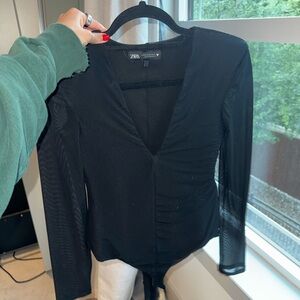 Zara Black Long Sleeve Top